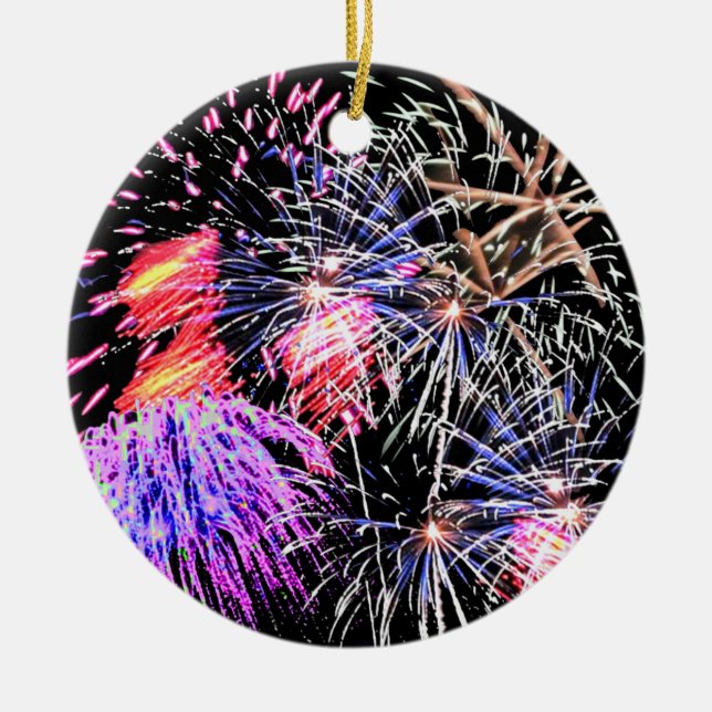Fireworks Display Ceramic Tree Decoration (Front)