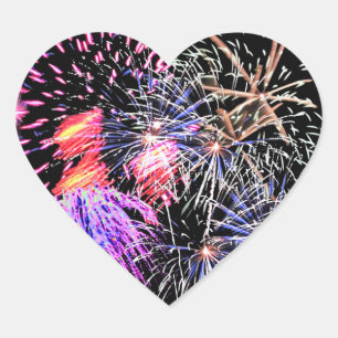 Fireworks Display Heart Sticker