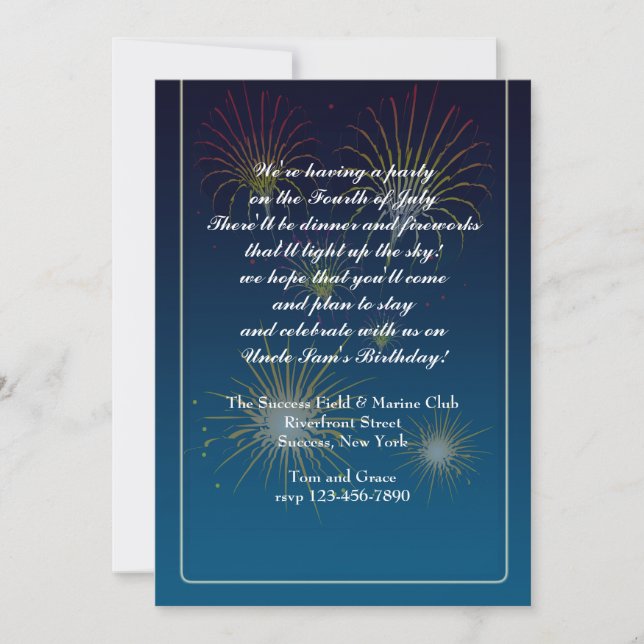 Fireworks Display Invitation (Front)