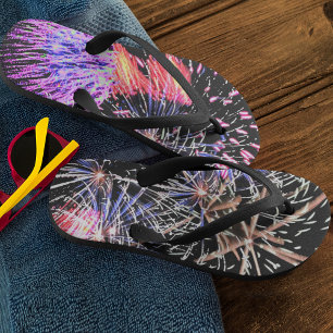 Fireworks Display, Patriotic, Holiday Adult Flip Flops