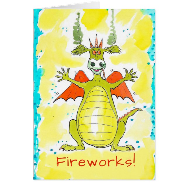 Fireworks dragon Birthday card (Front)