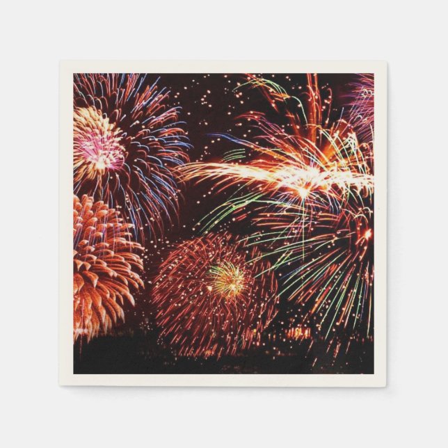 Fireworks Ecru Standard Cocktail Paper Napkins (Front)