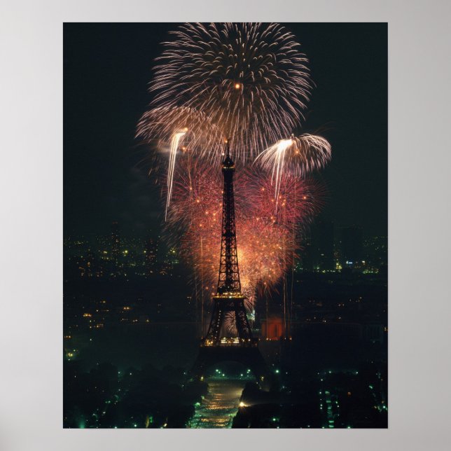 Fireworks, Eiffel Tower, Paris, France Poster (Front)