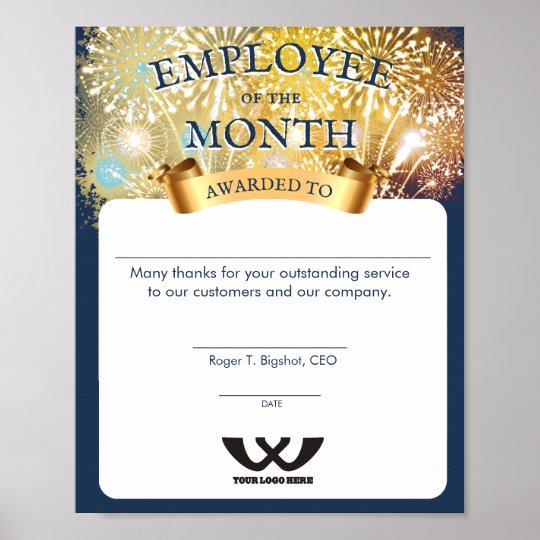 Fireworks Employee Of The Month Award Certificate Poster Zazzle Co Uk