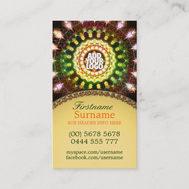 Fireworks Energy Mandala New Age Business Card (Front)