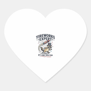Fireworks Expert Raccoon Vintage Fourth of July Sh Heart Sticker