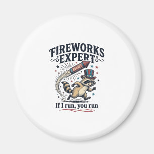 Fireworks Expert Raccoon Vintage Fourth of July Sh Magnet