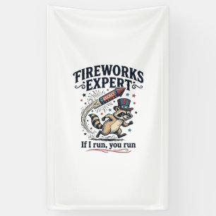 Fireworks Expert Racoon Vintage Fourth of July Sh Banner