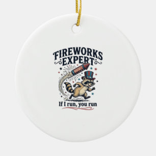 Fireworks Expert Racoon Vintage Fourth of July Sh Ceramic Tree Decoration