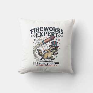 Fireworks Expert Racoon Vintage Fourth of July Sh Cushion