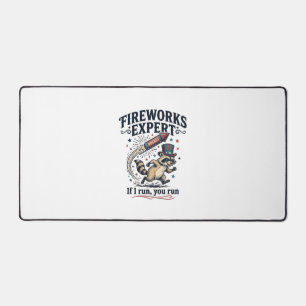 Fireworks Expert Racoon Vintage Fourth of July Sh Desk Mat