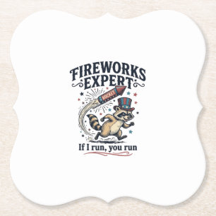 Fireworks Expert Racoon Vintage Fourth of July Sh Paper Coaster