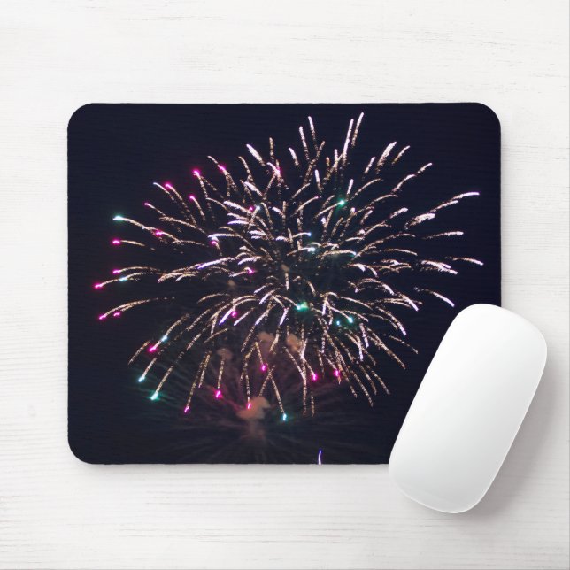 Fireworks Exploding at Night Fourth of July Photo Mouse Mat (With Mouse)