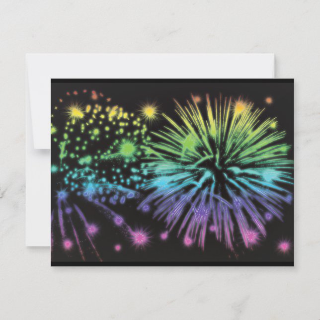 Fireworks exploding festive personalised invitation (Front)