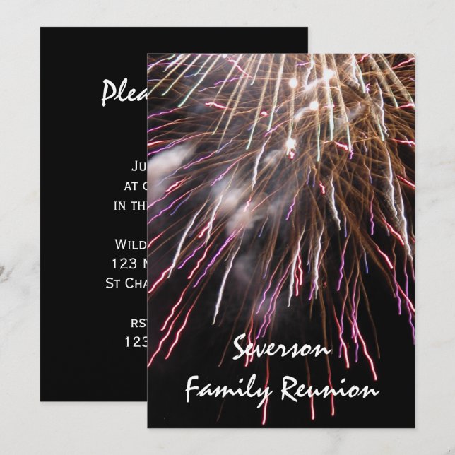 Fireworks Family Reunion Invitation (Front/Back)