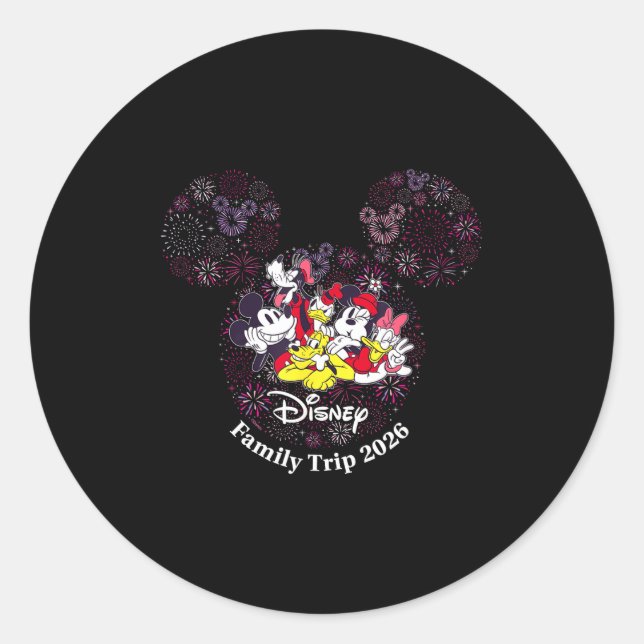 Fireworks Family Trip 2026 Valentine's Day Vacatio Classic Round Sticker (Front)