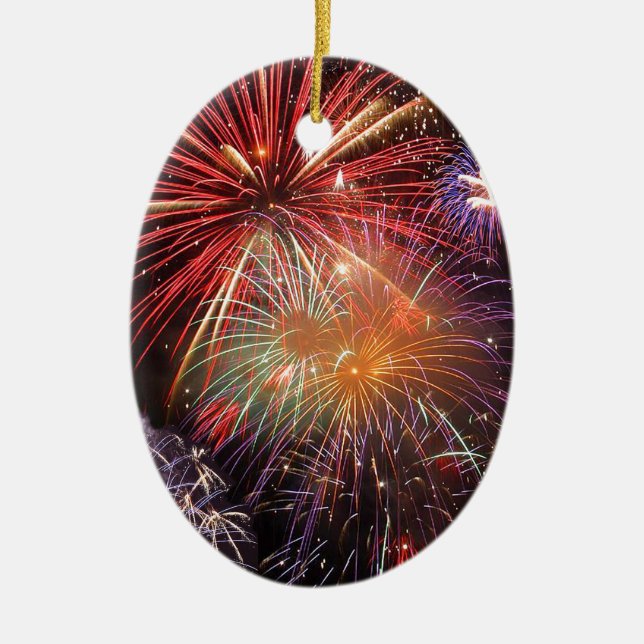 Fireworks Finale Ceramic Tree Decoration (Front)