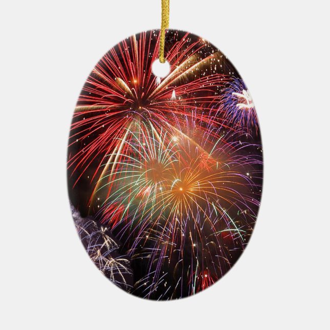 Fireworks Finale Ceramic Tree Decoration (Front)
