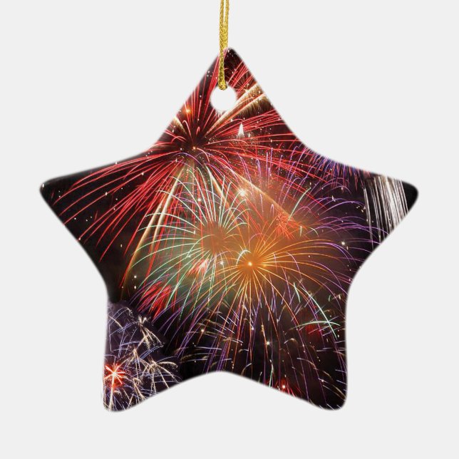 Fireworks Finale Ceramic Tree Decoration (Front)