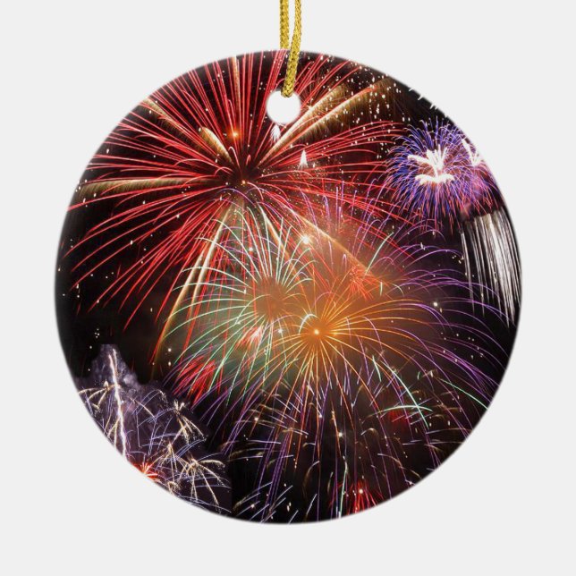 Fireworks Finale Ceramic Tree Decoration (Front)