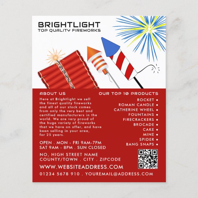 Fireworks, Fireworks Sales Flyer (Front)