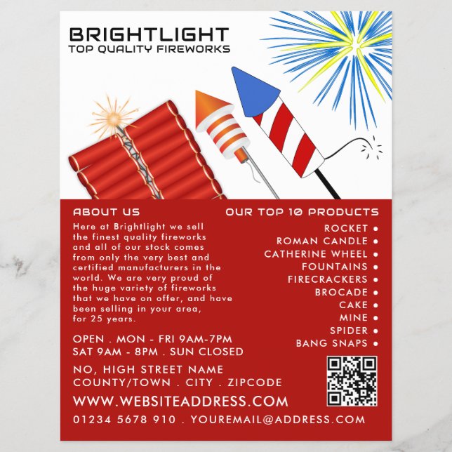 Fireworks, Fireworks Sales Flyer (Front)