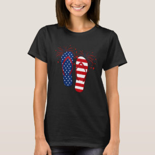 Fireworks Flip Flops  Usa Flag 4th Of July T-Shirt