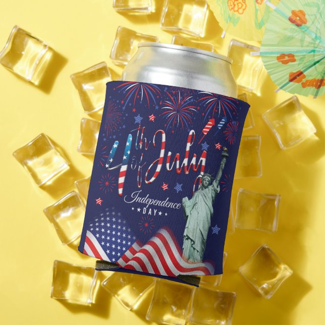 Fireworks Fourth Of July With The Statue Of Libert Can Cooler (In Situ Summer)