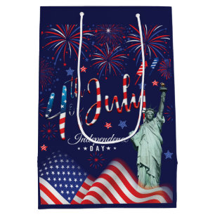Fireworks Fourth Of July With The Statue Of Libert Medium Gift Bag