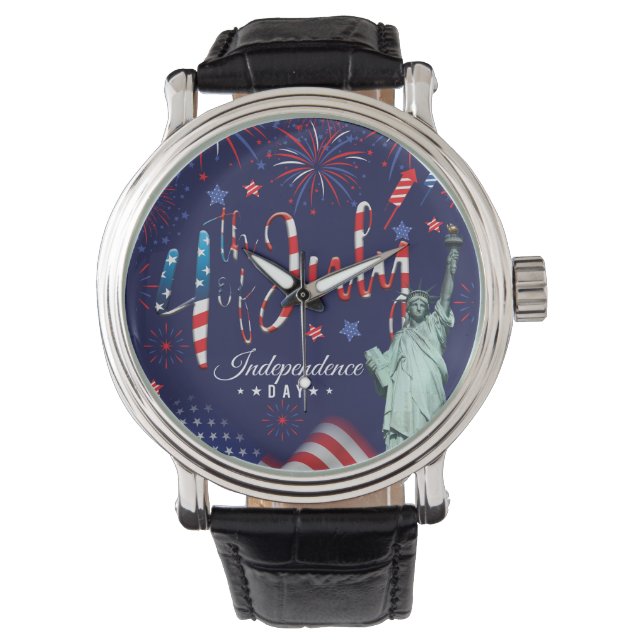 Fireworks Fourth Of July With The Statue Of Libert Watch (Front)