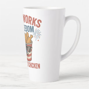 Fireworks Freedom & Fried Chicken,Funny 4 July BBQ Latte Mug