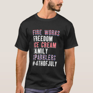 Fireworks Freedom Ice Cream Family Sparklers T-Shirt
