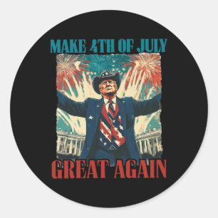 Fireworks Funny Trump American Make 4th Of July Gr Classic Round Sticker
