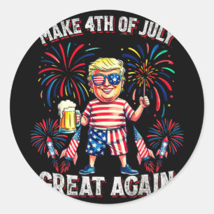 Fireworks Funny Trump Patriotic American Happy 4th Classic Round Sticker