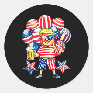 Fireworks Funny Trump Patriotic American Happy 4th Classic Round Sticker
