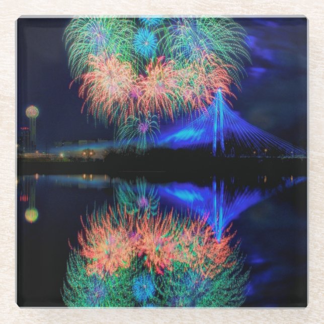 Fireworks Glass Coaster (Front)
