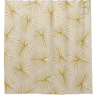 Fireworks Gold Cream Modern Shower Curtain Set