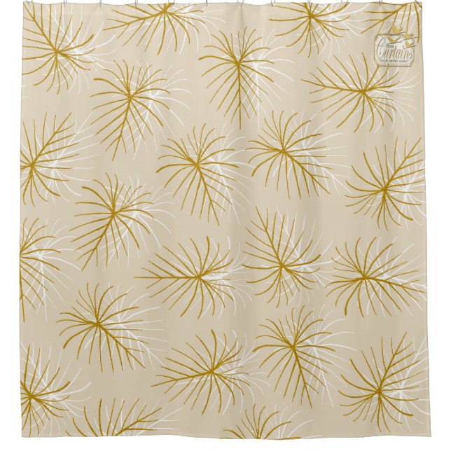 Fireworks Gold Cream Modern Shower Curtain Set (Front)