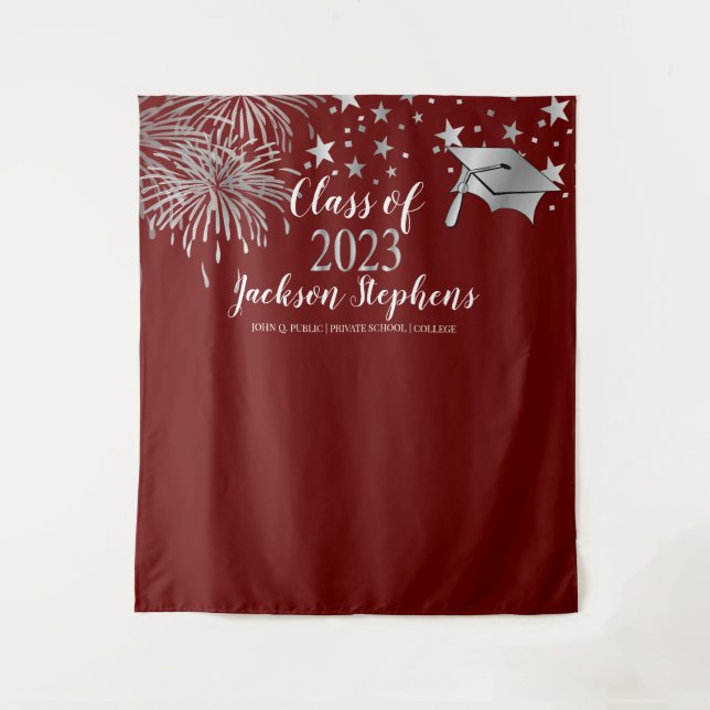 Fireworks Graduation Cap - Tassel Class of 2023 Tapestry (Front)
