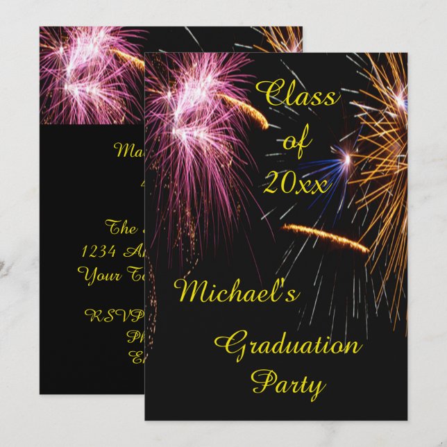 Fireworks Graduation Party Invitation (Front/Back)