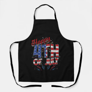 Fireworks Happy 4th of July US Flag American 4th o Apron