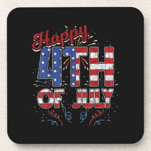 Fireworks Happy 4th of July US Flag American 4th o Coaster