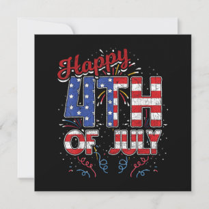 Fireworks Happy 4th Of July US Flag American 4th O Invitation