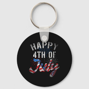 Fireworks Happy 4th Of July Us Flag American 4th O Key Ring