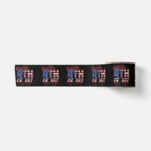 Fireworks Happy 4th of July US Flag American 4th o Satin Ribbon
