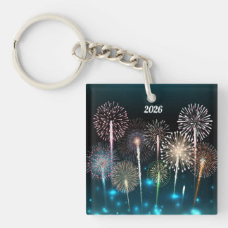 Fireworks Happy New Year 2026 Key Ring