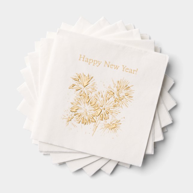 Fireworks Happy New Year Foil Napkins (Insitu (Stacked))