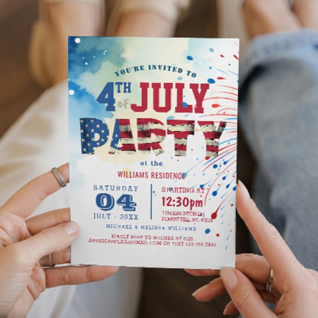 Fireworks I Elegant Fourth of July Party Invitation (Creator Uploaded)