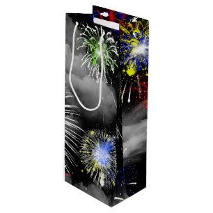 fireworks in clouds wine gift bag