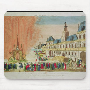 Fireworks in front of the Hotel de Ville in Paris Mouse Mat